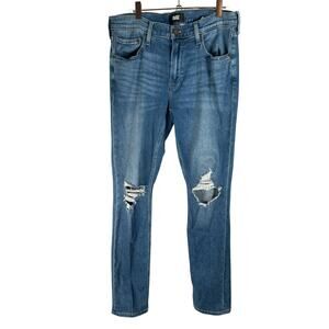 Paige Jeans Mens 32 x 33 Archie Destructed Federal Skinny Leg Blue Denim